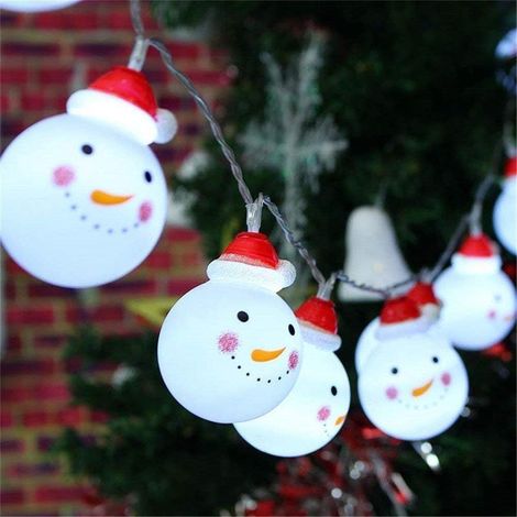 Guirlande lumineuse d'extérieur en forme de bonhomme de neige pour la maison, les mariages, les fêtes d'anniversaire, les jardins, les décorations alimentées par piles, 1,5 m 10 lumières LED