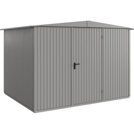 Hörmann Metall-Gerätehaus Berry Classic mit Satteldach Typ 3, 324 x 248 cm, graualuminium, 8 m², 1-flüglige Tür (1/5)