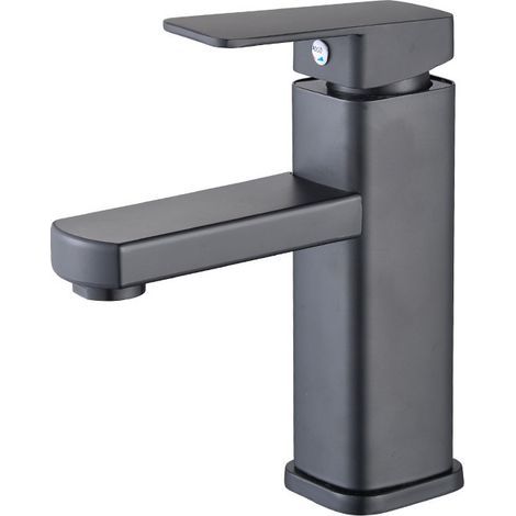 Robinet mitigeur de lavabo cascade noir, robinet mitigeur de lavabo haut, grand bec carré en laiton, eau chaude et froide disponible (1/3)