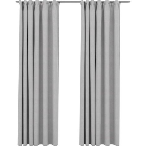 Maison Exclusive - Verdunkelungsvorhänge Haken Leinenoptik 2 Stk.