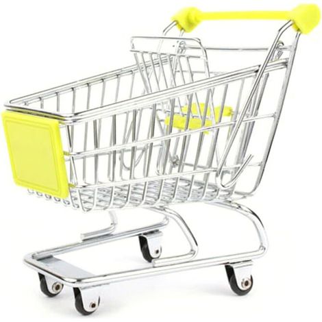 Mini-Einkaufswagen, Farbe zufällig, Metall und stabiler Kunststoff, kreativer und einfacher Aufbewahrungskorb für Gadgets und Stifte, Tischaufsatz (1/5)