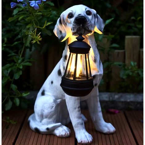 Dalmatiner-LED-Solarlampe 32,5 x 22 cm mit Batterie - Hunde-Gartenlampe - Solarlaterne [Energieklasse G]