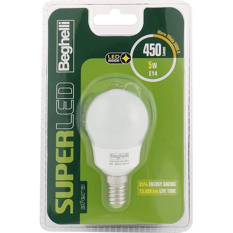 Superled Sfera Ampoule LED E14, 5W, Lumière Chaude, 450 Lumens, Économie d'Énergie, Remplace Incandescent 38W, 1 Unité - Couleur: Lumière Chaude 5W, Dimension: Pack de 1