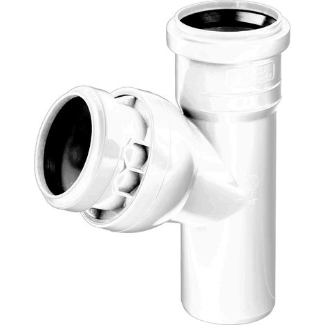 Raccordo a T bianco per fognatura da 50 mm, con sfera di regolazione dell'angolo. (1/2)