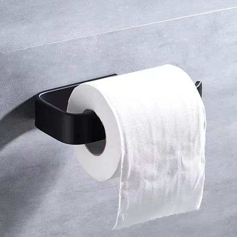 (Court, noir) Porte-essuie-tout adhésif pour la cuisine, distributeur de papier toilette, rangement pour armoire, porte-serviettes, accessoires de salle de bain (1/5)