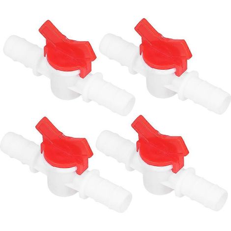 Robinets d'arrosage pour système d'irrigation goutte à goutte, ensemble de 4 vannes à bille barbelée, contrôle du débit d'eau pour les particuliers (1/5)