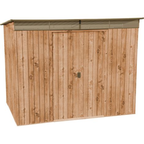 Duramax – Abri de jardin métal imitation bois 4,84m² – Double porte coulissante verrouillable – Panneaux en acier 0,33mm – Garantie 20 ans (1/10)