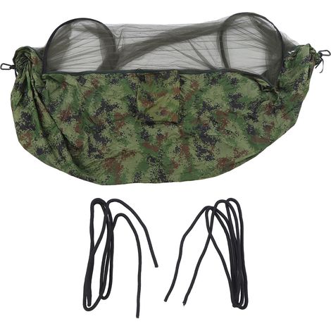 Hamac de camping pour 2 personnes, capacité de 440 lb, couleur camouflage, design de filet de lit, hamac de voyage pour randonnée, aventure,DUBUNS