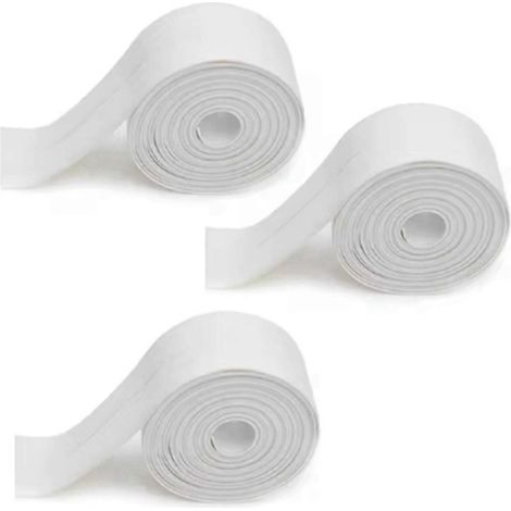 Lot de 3 bandes adhésives d'étanchéité pour douche et baignoire, blanches. (1/5)