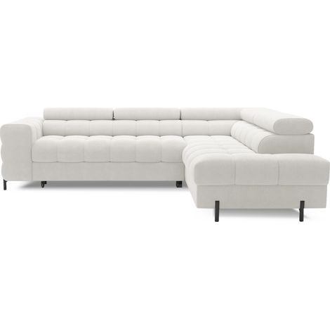 Canapé d'angle droit convertible Blanc alpin 5 places FERRUM méridienne confort 276x93x200cm (1/5)
