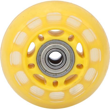 Roulettes transparentes jaunes PU avec roulement 608ZZ pour chariot bagages, accessoires patins 64x24x8mm (1/5)