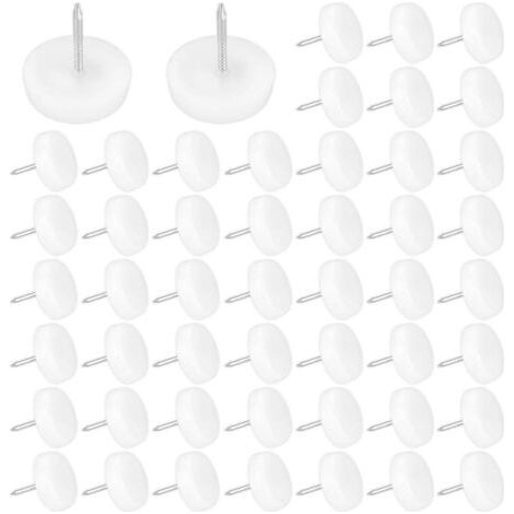 50 ABS resin nail glides, 19 mm, robust and durable, round shape, vibration damping, for chairs, tables, offices, living rooms, bedrooms and studies – White
