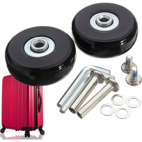 pair TEMPSA 2Pcs Valise Bagages Roues de Rechange Accessoire Essieux Clé Réparation OD 50mm Noir