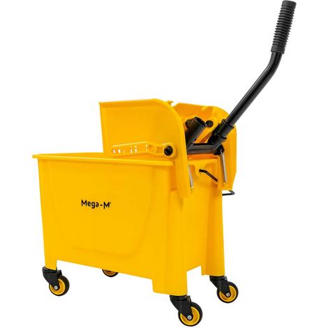 Reinigungswagen mit einem Eimer und Presse 20L Mega-M gelb N