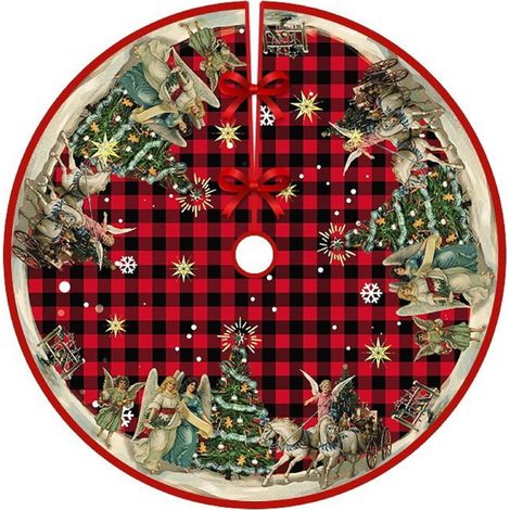 Christmas Tree Skirt, 120 cm/48 Inches Christmas Tree Rug, Round Tree Foot Cover for Holiday Party Decorations (07) (1/5)