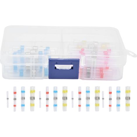 50pcs boîte manchons thermorétractables avec bague soudure étanche, kit cosses à souder auto-soudantes (blanc 10, rouge 23, bleu 12, jaune 5) (1/5)