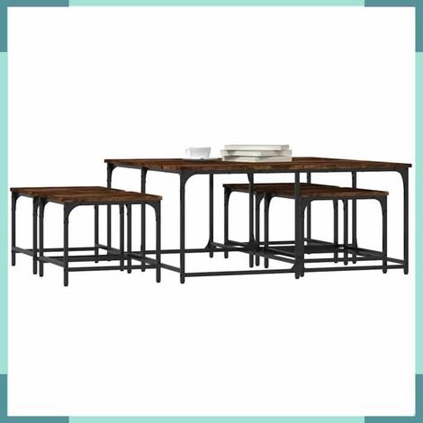 835336 Tables basses gigognes 5 pcs chêne fumé bois d'ingénierie (1/5)