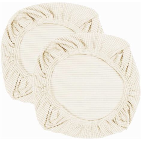 Lot de 2 housses de chaise élastiques en élasthanne - Lavables - Pour chaise de bureau, salle à manger, bar, mariage - Beige (1/5)