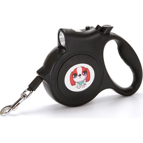 Laisse rétractable Laisse rétractable pour chien Laisse rétractable pour chien avec lumière Laisse rétractable pour chien 5m Noir Taille Fermeture à un bouton Laisse rétractable pour chat (1/5)