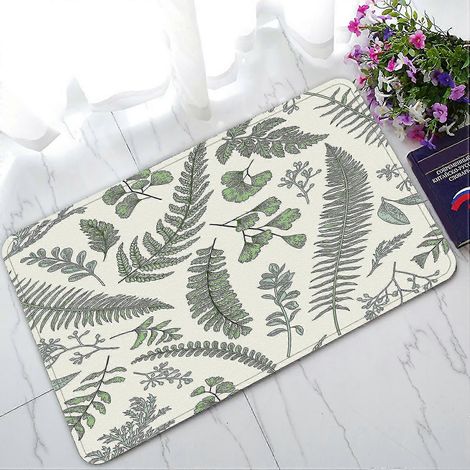 Tapis d'entrée en buis à motifs floraux et herbacés, 45 x 75 cm, décor d'intérieur (1/5)