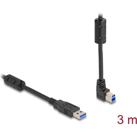 Delock Cable USB 5 Gbps Tipo-A macho a Tipo-B macho 90Â° acodado hacia arriba 3 m