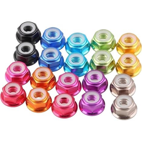 Écrous à embase en alliage d'aluminium coloré, lot de 10, M2 M8 (1/5)