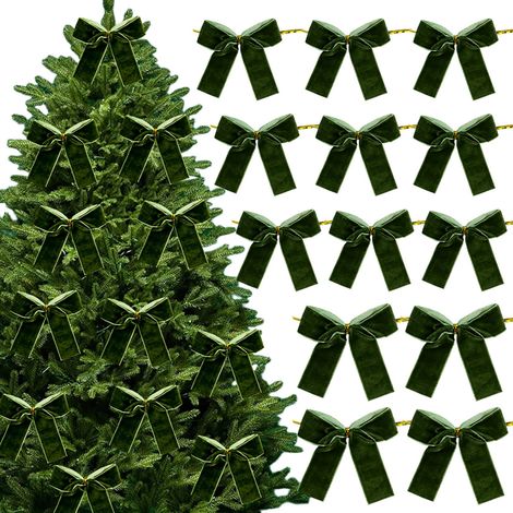 Ribbon - Velours Rouge - Pour Décoration Arbre De Noël - Guirlande Et Couronne - Lot De 12 (1/5)