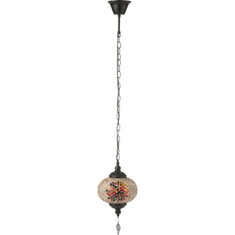 Lampe suspension mosaïque orange en verre et métal élégante - Mosaïque orange multicolore oriental (1/5)
