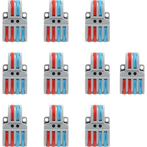 Lot de 10 connecteurs de câble couleur à câblage rapide, bornier 2 entrées 4 sorties LT-422