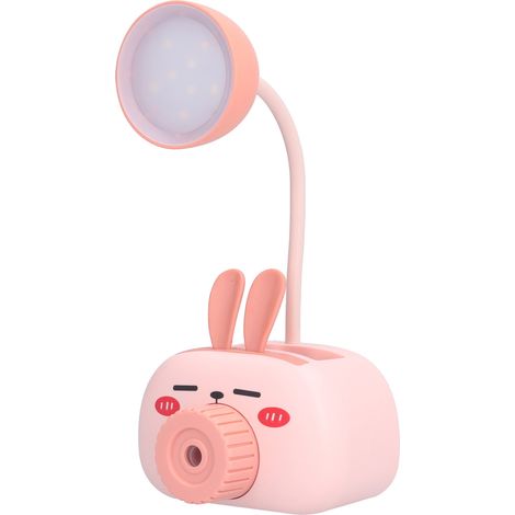 LED-Klapptischlampe mit Cartoon-Tiermotiv, Multifunktions-Tischlampe mit Stifthalter und Anspitzer für Homeoffice, Rosa (1/5)