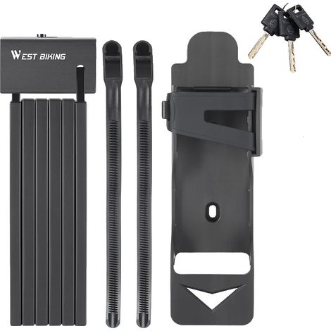 Candado para bicicleta, diseño plegable, seguridad con certificación ART, negro. (1/2)