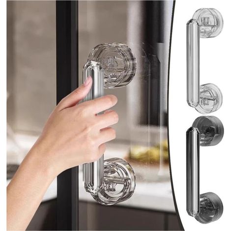 Vtizikl Maniglia Per Porta Finestre A Ventosa Diamantata Resistente Impermeabile Rimovibile - (1/4)