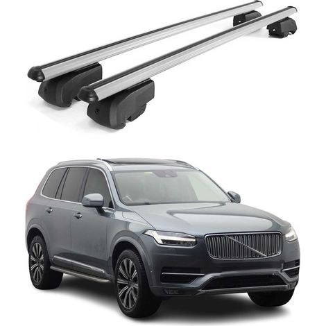 OMAC Aluminium Dachträger Querträger für Volvo XC90 II 2015-2026 – City Crash – ISO/PAS 11154:2006 – Abschließbar – Max. 75 kg – 2 Stangen Silber (1/5)