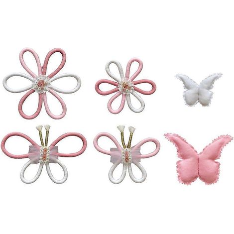 Lot de 6 papillons et fleurs en macramé tissé, décorations suspendues, autocollants pour la chambre (1/4)