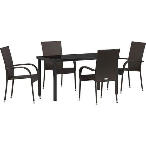 Ensemble table et chaises de jardin marron 5 pièces (1/5)