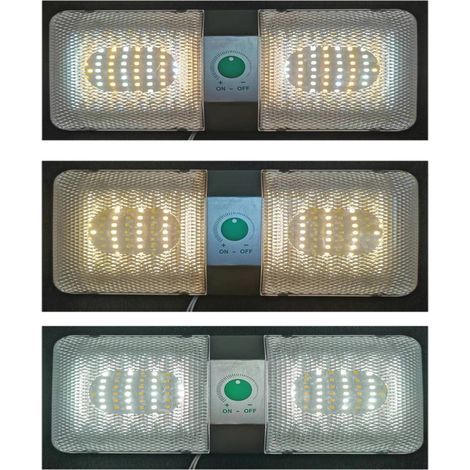 Dreifarbige Leselampe mit per Knopfdruck einstellbarer Helligkeit, für Wohnmobile, LED-Fahrerhausbeleuchtung, 12-V-Deckenleuchte, Marine-/Yachtbeleuchtung (Einzellampe, Helligkeit per Knopfdruck einst