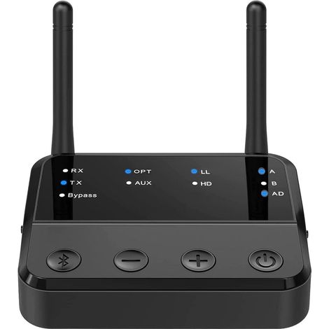 Émetteur-récepteur sans fil Bluetooth 5.2 NÖRDIC, double liaison, convertisseur numérique-analogique (DAC), Qualcomm aptXLL aptX HD, entrée auxiliaire 3,5 mm, entrée RCA optique. (1/5)