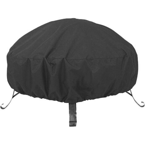 Housse pour brasero - Étanche - Ronde - Coupe-vent - Résistant aux UV - Pour jardin, terrasse et balcon - Cordon de serrage réglable - Noir (85 x 40 cm) (1/5)