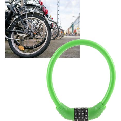 Cavo antifurto per bicicletta ad alta sicurezza con codice a 4 cifre, di colore verde, ideale per il ciclismo all'aperto e per il parcheggio quotidiano. (1/5)
