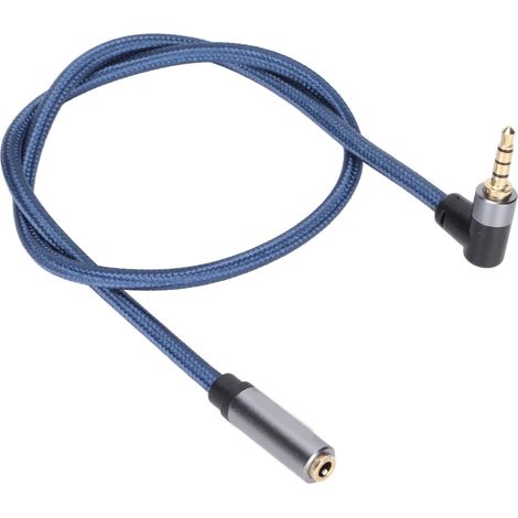 Câble audio stéréo 4 conducteurs 3,5mm mâle à 90° vers femelle pour smartphone PC MP3 (1/5)