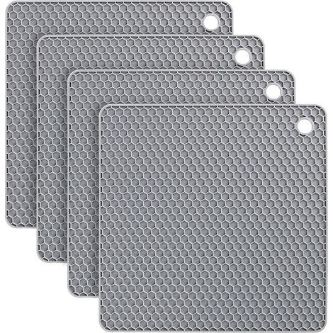 Dessous de plat en silicone, lot de 4, antidérapant, alvéolé, 18,5 cm, pour la cuisine, usage multiple. (1/5)