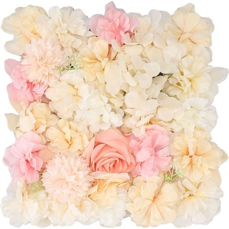 Pannelli di parete fiori artificiali di seta rosa, decorazione della parete per nozze, partito, il fondo di fase, 38x38cm giallo e rosa (1/5)