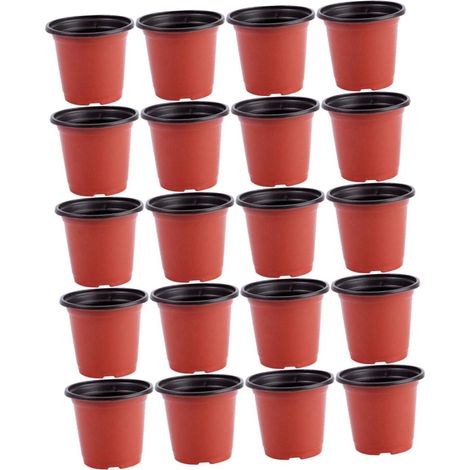 Set mit 20 Blumentöpfen – Brauner PP-Kunststoff – Mit Abflussloch – Für Sukkulenten und die Gartenarbeit im Innen- und Außenbereich (1/5)