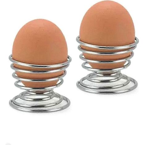 Lot de 5 coquetiers en métal à spirale pour la cuisine, avec support à ressort pour œufs durs. (1/3)