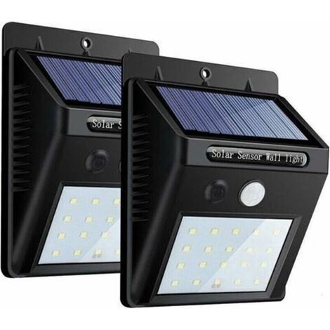 Lot de 2 lampes solaires extérieures 20 LED – Étanchéité IP65 – Détecteur de mouvement – Éclairage de sécurité sans fil pour jardin