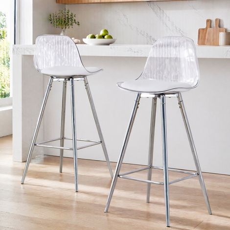 Sedia con schienale trasparente in metallo e plastica OKMYHOME (1/5)