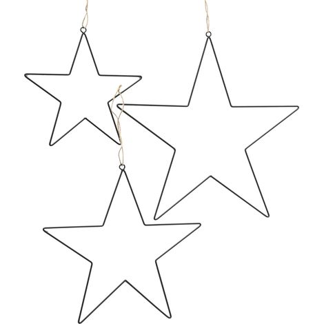 Deko Stern 3er Set schwarz - 30 / 40 / 50 cm - Metall Sterne Dekohänger Fensterdeko Weihnachtsstern