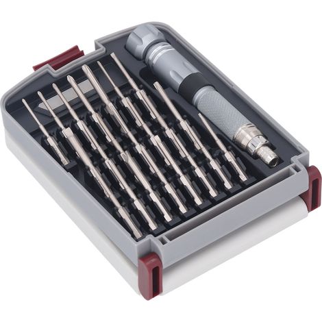 kit tournevisSet de 22 Embouts de Précision avec Poignée Aluminium et Coffret PC Transparent - Kit Professionnel (1/5)