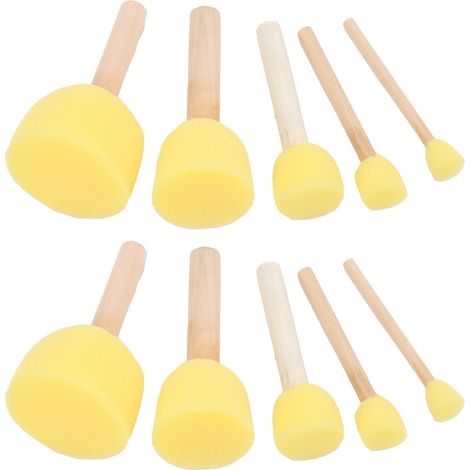 Ensemble de 20 pinceaux en éponge ronds jaunes en forme de champignon, outils de peinture pour enfants, loisirs créatifs, dessin et graffiti. Cadeau idéal pour les enfants. (1/5)