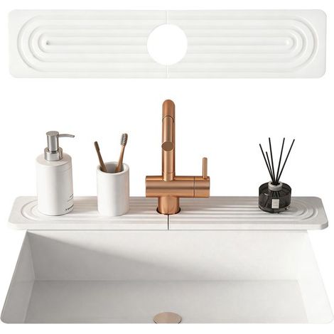Tappetino per lavabo in pietra - Tappetino assorbente ad asciugatura rapida in terra diatomacea per rubinetto (1/5)
